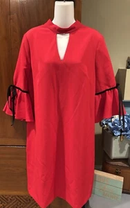 Abito JULIA JORDAN rosso cremisi nero scollo a V business carriera taglia 14 nuovo con etichette! - Foto 1 di 7