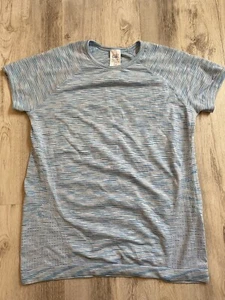 Athleta Girl Mixed Blue Workout Athletic T Shirt Girls Size 16 - Picture 1 of 6