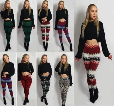 METLUQ Womens Ladies Knitted Warm Thick Thermal Leggings Trouser Pants High Waist 8-14