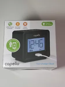 Capello CA-10 Toc Charge Digital Alarm Clock with USB Port Backlit Display - Picture 1 of 4