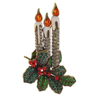 Broche prendedor Heidi Daus Navidad cristal y esmalte 3 velas-nuevo con etiquetas-orig. $149,95 Foto 1 de 3