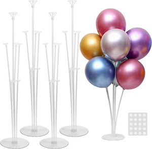 4 Sets Balloon Stand Kit for Table Balloon Sticks with Base Birthday Graduation - Picture 1 of 7