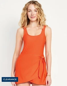 Brand New Old Navy Side Tie Swim Dress S Small Warm Sunset  - Picture 1 of 8