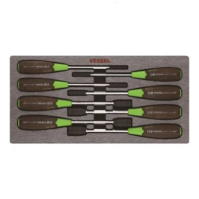 Vessel 8pc Non-Slip Metric Nutdriver Set 5-14mm Wood Composite Grip 3808 JAPAN - Image 1 of 4