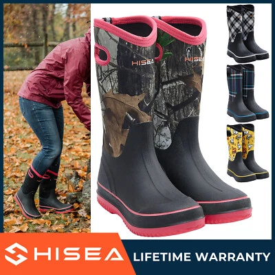 HISEA Mujer Bota de Lluvia y Nieve Impermeable Antideslizante Tirar de la Manga Jardín Bota de Barro Foto 1 de 4