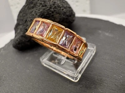 Anillo de piedra multicolor de moda elegante enchapado en oro de 18k Foto 1 de 4