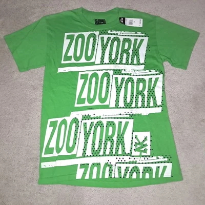Camiseta de Skateboarding Zoo York Para Hombre Pequeña Verde ZY Post Stack Y2k Foto 1 de 4