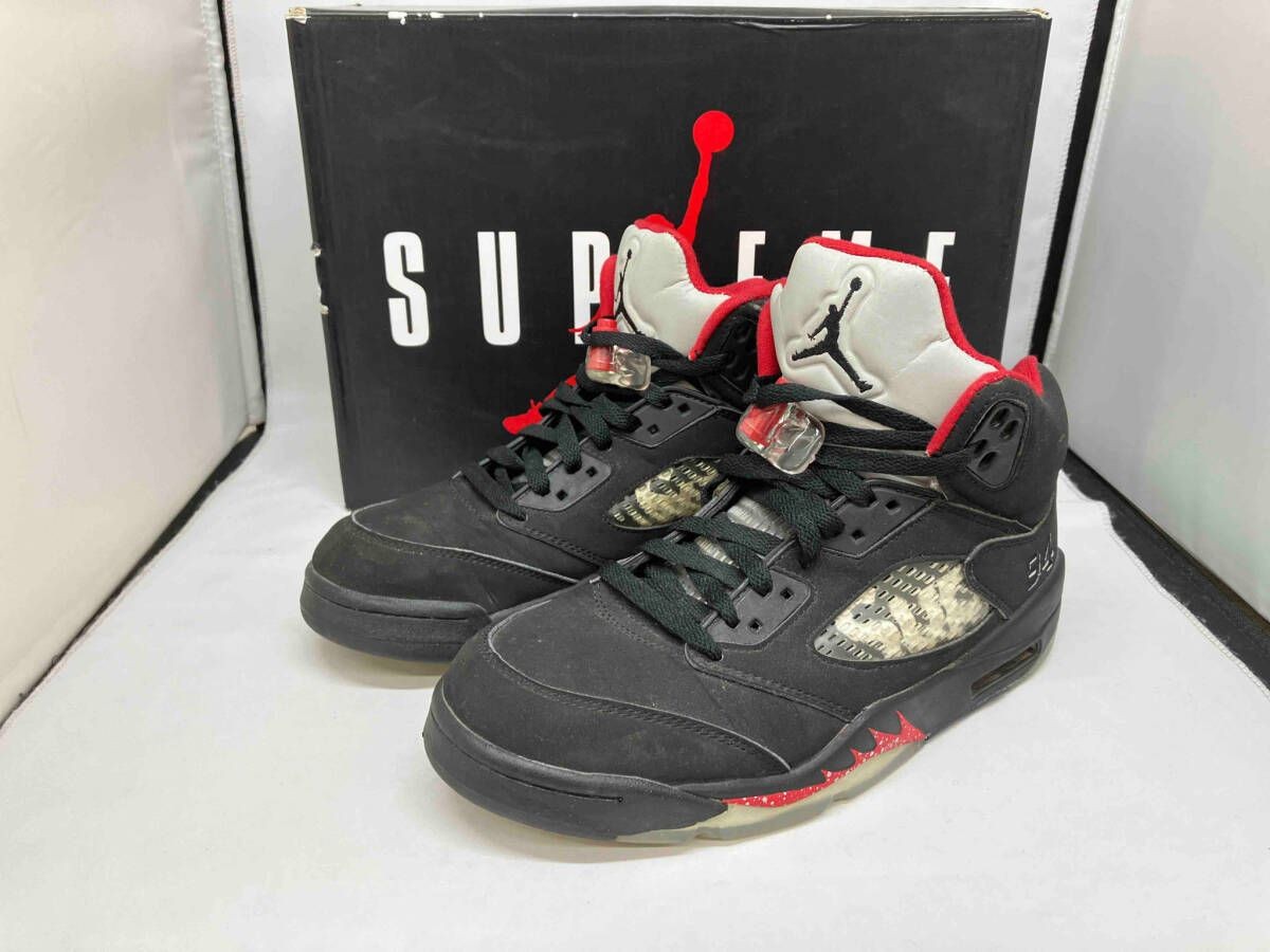 supreme Air Jordan 5 ブラック/レッド 28センチ Supreme x Nike Air Jordan 5 Retro Black US 10.5 UK 9.5 NEW