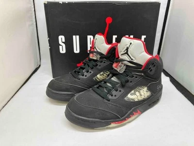 Nike x Supreme Air Jordan 5 Retro Black 824371-001 Men’s US 8 JP 26cm Sneakers - Image 1 of 4