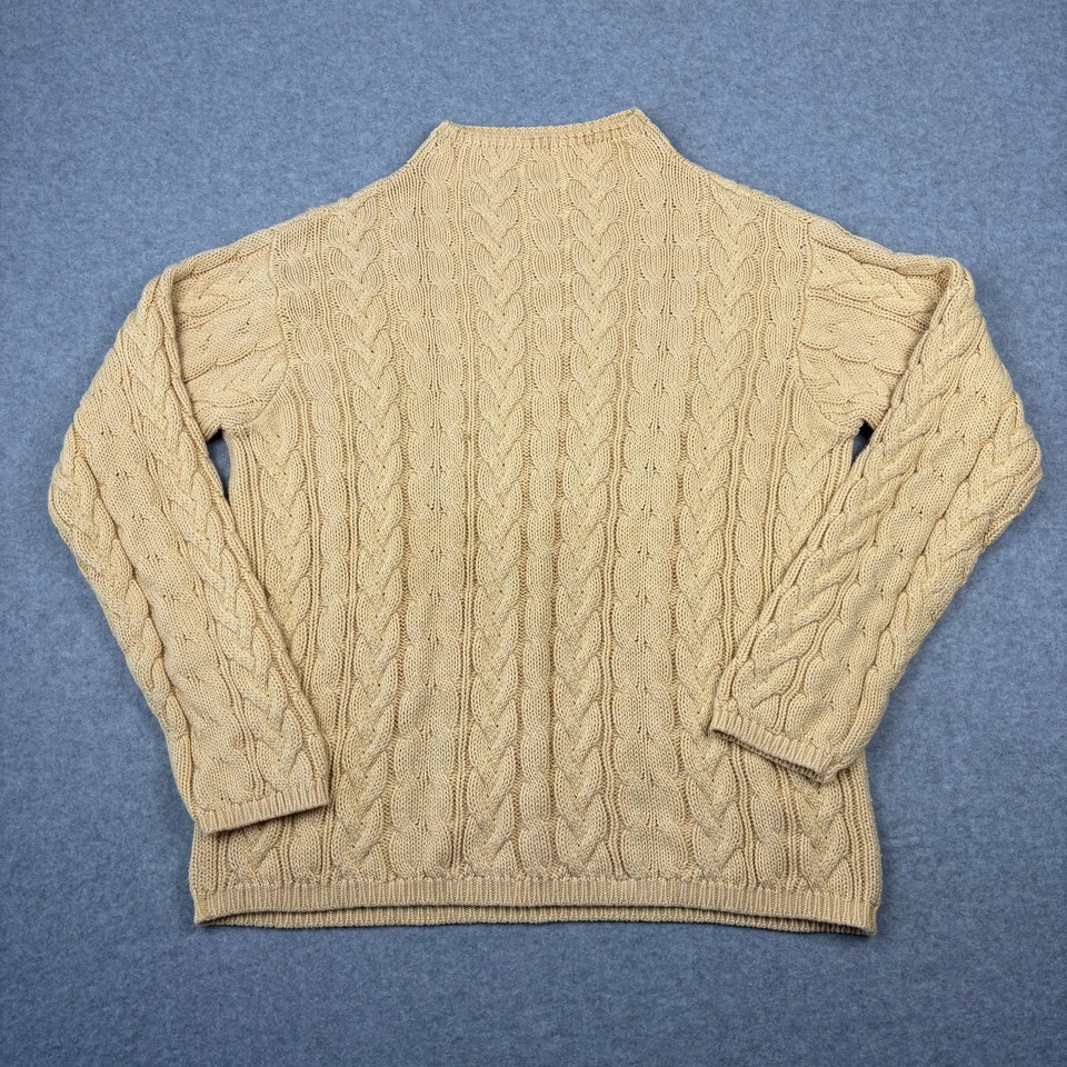 Suéter Wainscott Pequeño Amarillo Mantequilla Cuello Simulado Algodón Cable Tejido Pescador Foto 1 de 4