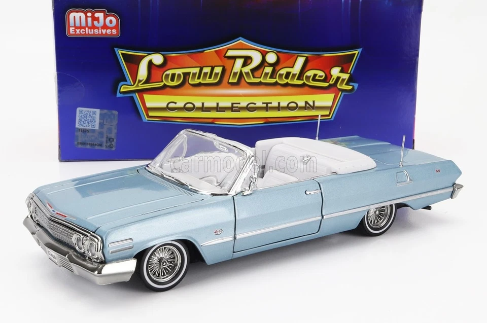 1/24 WELLY - CHEVROLET - IMPALA CABRIOLET OPEN LOW RIDER 1963 WE22434LRW-BL - Immagine 1 di 1