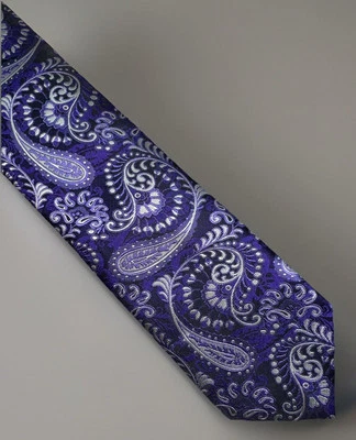 Corbata para hombre Gianfranco Italia púrpura/negro/plateado patrón cachemir 100 % seda  Foto 1 de 4