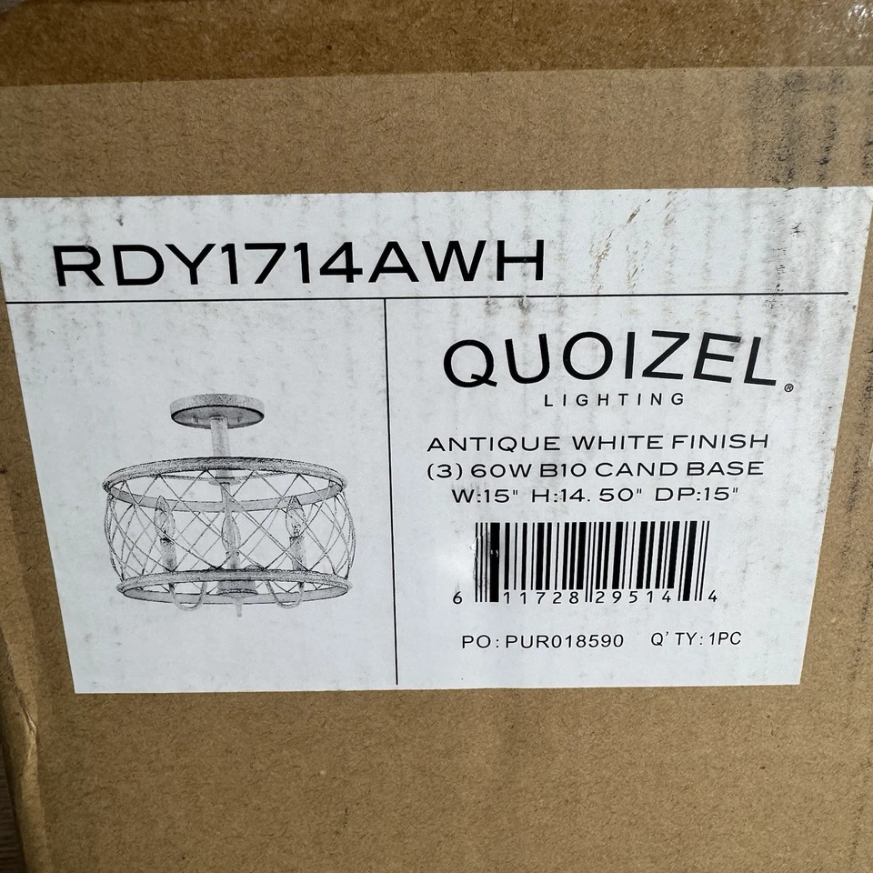 Quoizel RDY1714AWH Dury Semi-flush Mount Antique White