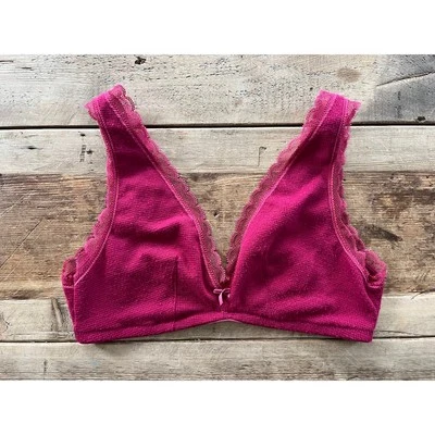 Sujetador de salón inalámbrico Victoria's Secret Kir rojo GRANDE Waffle Plunge Bralette Foto 1 de 2