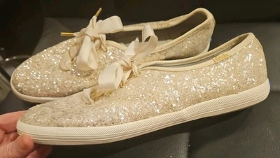 Womens Size 8 Keds x Kate Spade New York Champion Glitter Sneakers Cream Ivory - Image 1 of 4
