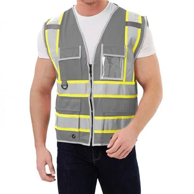 High Visibility 9 pockets Reflective Safety Vest,Hi Vis 5X-Large Gray - Image 1 of 4