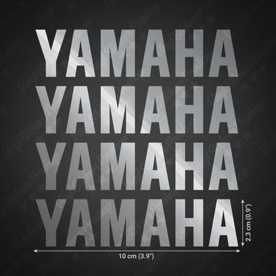 4 stickers ARGENT brillant 10 cm YAMAHA logo autocollant tuning texte carénage - Photo 1/3