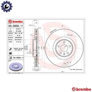 2x BRAKE DISC 09.D938.11 FOR PORSCHE MCN.CC MCY.PA/NB/NA 2.0L 4cyl MACAN 3.6L - Picture 1 of 10