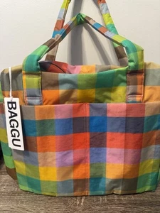 Ships ASAP! BAGGU x UO Madras Small Cloud Carry-On Bag - Picture 1 of 1