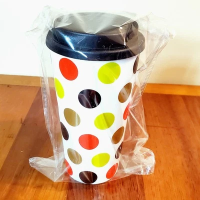 NEW Macy's Kate Spade Gold Dot Holiday Colors 16oz White Travel Tumbler BPA-Free - Image 1 of 4