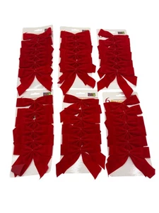 (30) Vintage NOS Holiday Living Red-Velvet Christmas Bows NOS 5x3 Inches - Picture 1 of 13