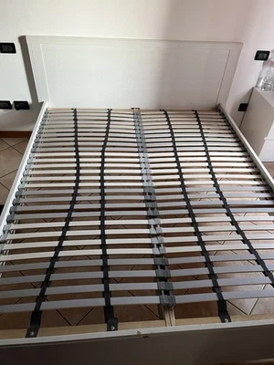 Letto Matrimoniale con Rete a Doghe - Bianco - Immagine 1 di 2