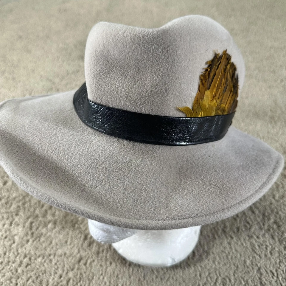 Sombrero Eugenia Kim Fedora Banda Negra Acento Pluma Mujer Medio Beige Fieltro Lana Foto 1 de 4