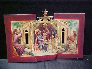 Biglietto di Natale Vintage 1991 Shackman Vittoriano Natività Stand Up 3D Pieghevole 8134 - Foto 1 di 3