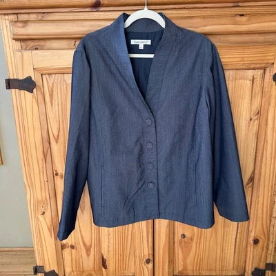 Blazer TravelSmith abotonado azul marino y blanco chaqueta para mujer talla grande Foto 1 de 4