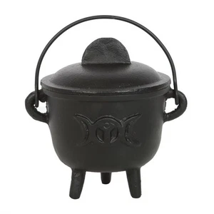 11cm Cast Iron Cauldron with Triple Moon - Picture 1 of 4