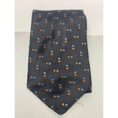 Corbata de negocios Ike Behar negra con puntos naranjas azules corbata de moda para hombre Foto 1 de 3
