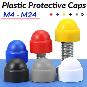 Coloured Plastic Nut & Bolt Cover Dome Cap Hexagon Head Hat Protection Covers - Picture 1 of 114