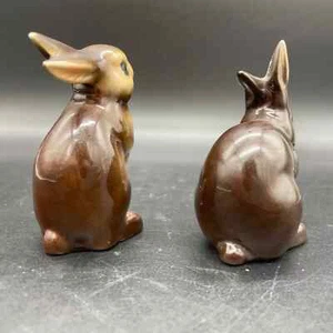 Goebel Bunny Figurine West Germany Brown Rabbit Vintage Set of 2 - Picture 1 of 9