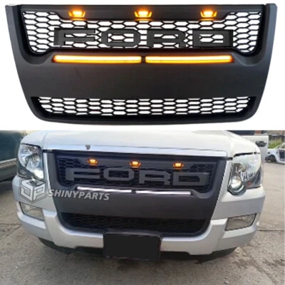 Parrilla delantera para Ford Explorer 2006-2010 parachoques rejilla malla con LED + actualización de letras Foto 1 de 4