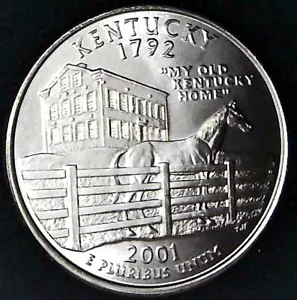 2001-D 25C State Quarter Kentucky BU CLAD 20ul0228-2 - Picture 1 of 2