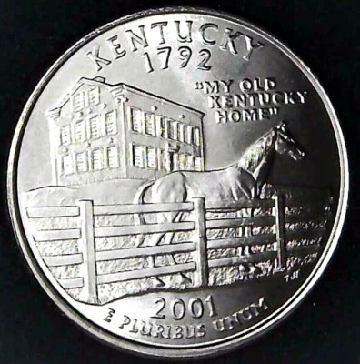 2001-D 25C State Quarter Kentucky BU CLAD 20ul0228-2 - Image 1 of 2