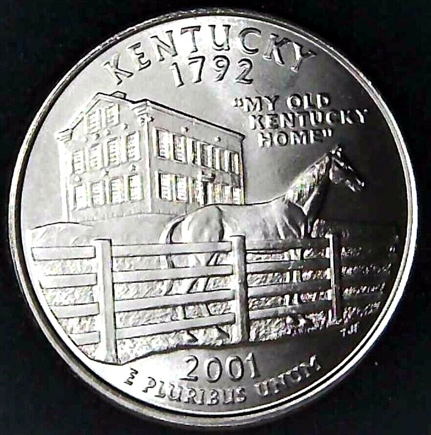 2001-D 25C State Quarter Kentucky BU CLAD 20ul0228-2 - Image 1 of 2