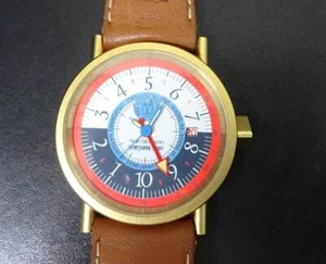 Alain Silberstein MESSDOR GMT Quartz White Blue Gold Plated Leather Mens Watch - Picture 1 of 10