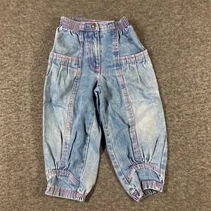 Vintage Eclipse Baggy Toddler Girls Jeans Size 3T Contrast Pink Stitching - Picture 1 of 11