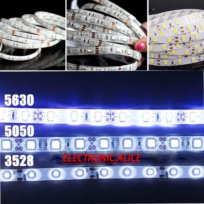 DC 12V 5M SMD RGB 5050/3528/5630 300LEDs Cold/Warm White Strip Light Waterproof - Image 1 of 4