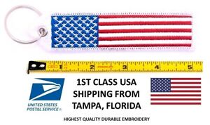 USA FLAG Double Sided Embroidery Keychain Ripcord Keychain
