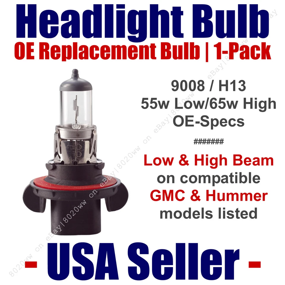 Headlight Bulb High/Low OE Replacement Fits Listed GMC & Hummer Models - 9008 - Image 1 of 1