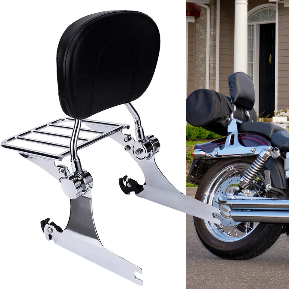 Backrest Sissy Bar with Rack For Harley Dyna Low Rider Super Glide FXD 2006-2018 Foto 1 de 4