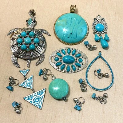 Juego de colgantes y dijes turquesa para hacer joyas y manualidades - 15 piezas Foto 1 de 4