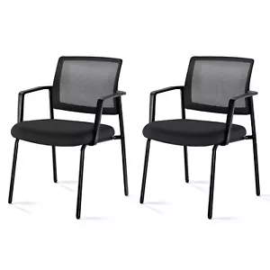 2 Pack Office Arm Chairs No Wheel Ergonomic for Reception Meeting Conference - Picture 1 of 7