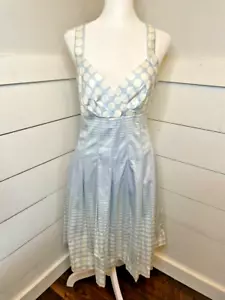 Calvin Klein Cotton Polka Dot Dress Women’s Retro 50s 60s Swing Look Blue Sz 6 - Picture 1 of 7