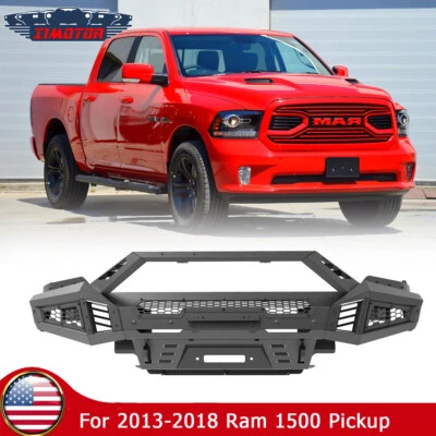 Parachoques delantero/barra de toro/placa deslizante/ala lateral mejorado para Dodge Ram 1500 2013-2018 Foto 1 de 4