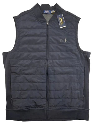 NUEVO CON ETIQUETAS Polo Ralph Lauren Azul Marino Acolchado/Tejido HÍBRIDO CHALECO CREMALLERA COMPLETA Para hombres XLT PONY Foto 1 de 4