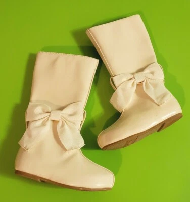 Joy Folie Bebé Niña Niño GENEVIEVE Patente Crema Vainila Botas Altas! Talla 6 Foto 1 de 4