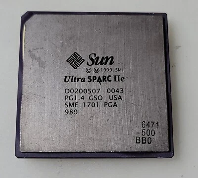 Vintage Raro Sun UltraSparc IIe SME1701 Processore PGA Collezione/Recupero Oro - Immagine 1 di 2